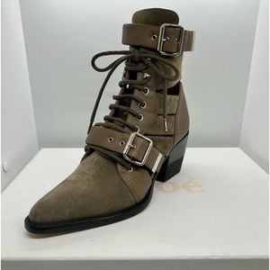 Brand New Chloe Rylee Motty Grey Suede Bootie/38